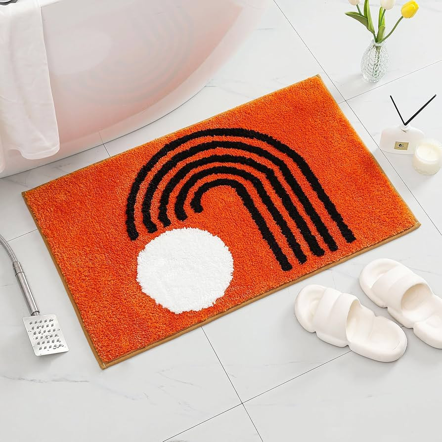 Darmaija Boho Abstract Bath Mat Burnt Orange Bathroom Rugs Softness Microfiber Bath Rugs，Super ... | Amazon (US)