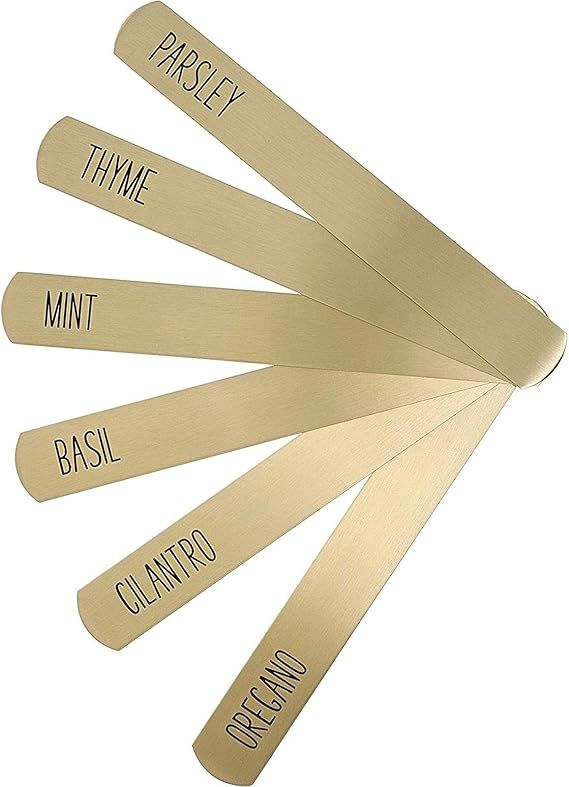 Brass Garden Markers for Herb Plants , Stakes for Gardening (6 Pieces) | Amazon (US)