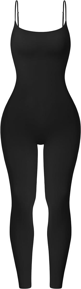 HYZ Women's Sexy Spaghetti Strap Sleeveless Slim Fit Bodycon High Stretchy Jumpsuit | Amazon (US)