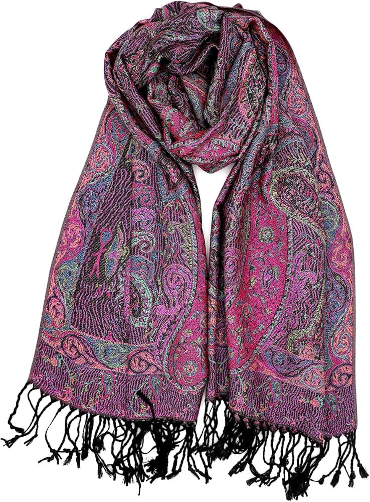 Reversible Paisley Pashmina Rave Scarf, Shawls and Wraps for Evening Dress, Exotic Indian Scarves... | Amazon (US)