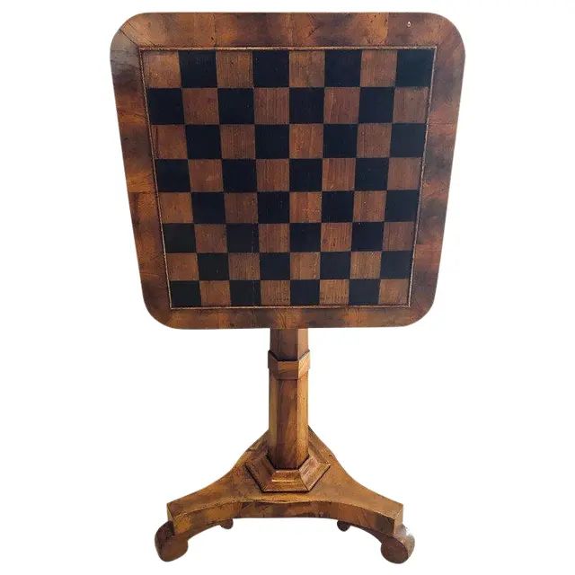 A 19th Century English Tilt Top Game Checkerboard or Card Table | Chairish