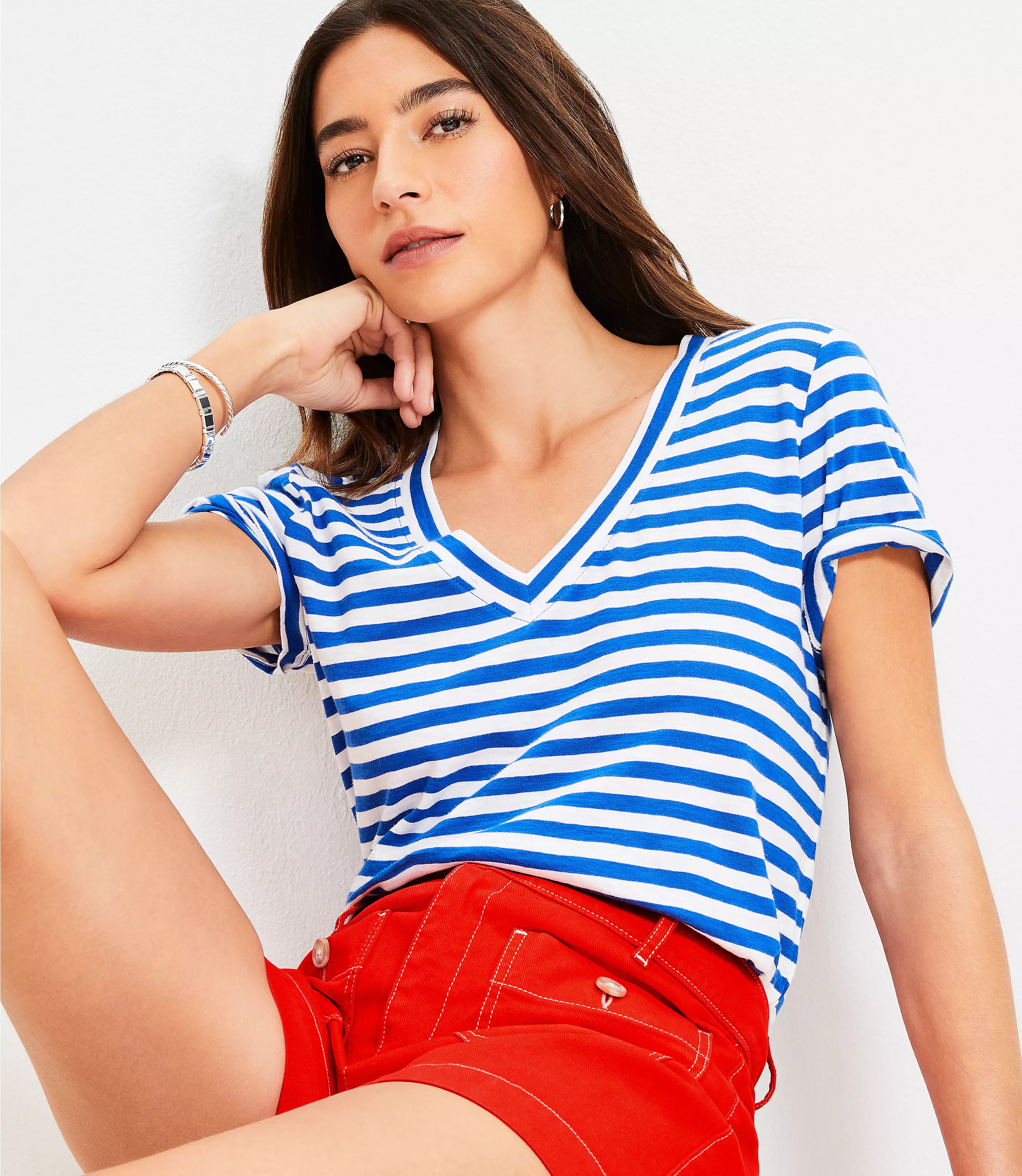 Striped Everyday V-Neck Tee | LOFT