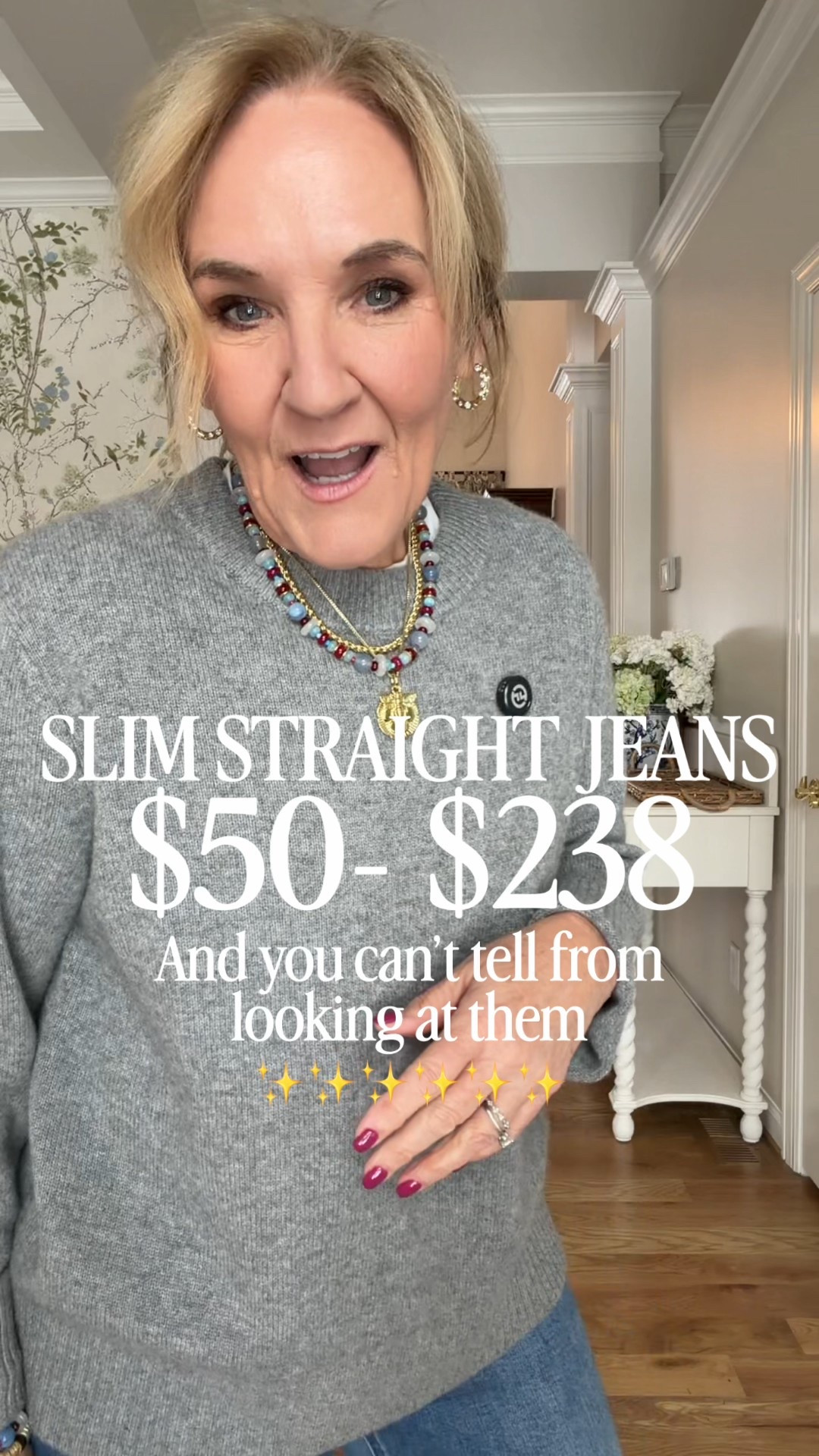 Three pair of slim straight denim three different price points. 

1 these are quince Luna wearing size 29 inseam 26 there’s some stretch the denim is not as soft as the mother jean 

2 These are mother jeans and I’m wearing a size 30 petite. I do think they’re the best pair but they’re also the most expensive. These give the right amount of softness stretch and support. I did size up to a 30 petite

3 by loft a stiffer denim with 1% spandex wearing a 29 petite I think the regular would fit me better 

Quince cashmere, crewneck size medium
Wearing a white tea underneath size sized up two size sizes to an XL
20% off my jewelry code NANETTE20 

#LTKootd #LTKPetite #LTKOver40