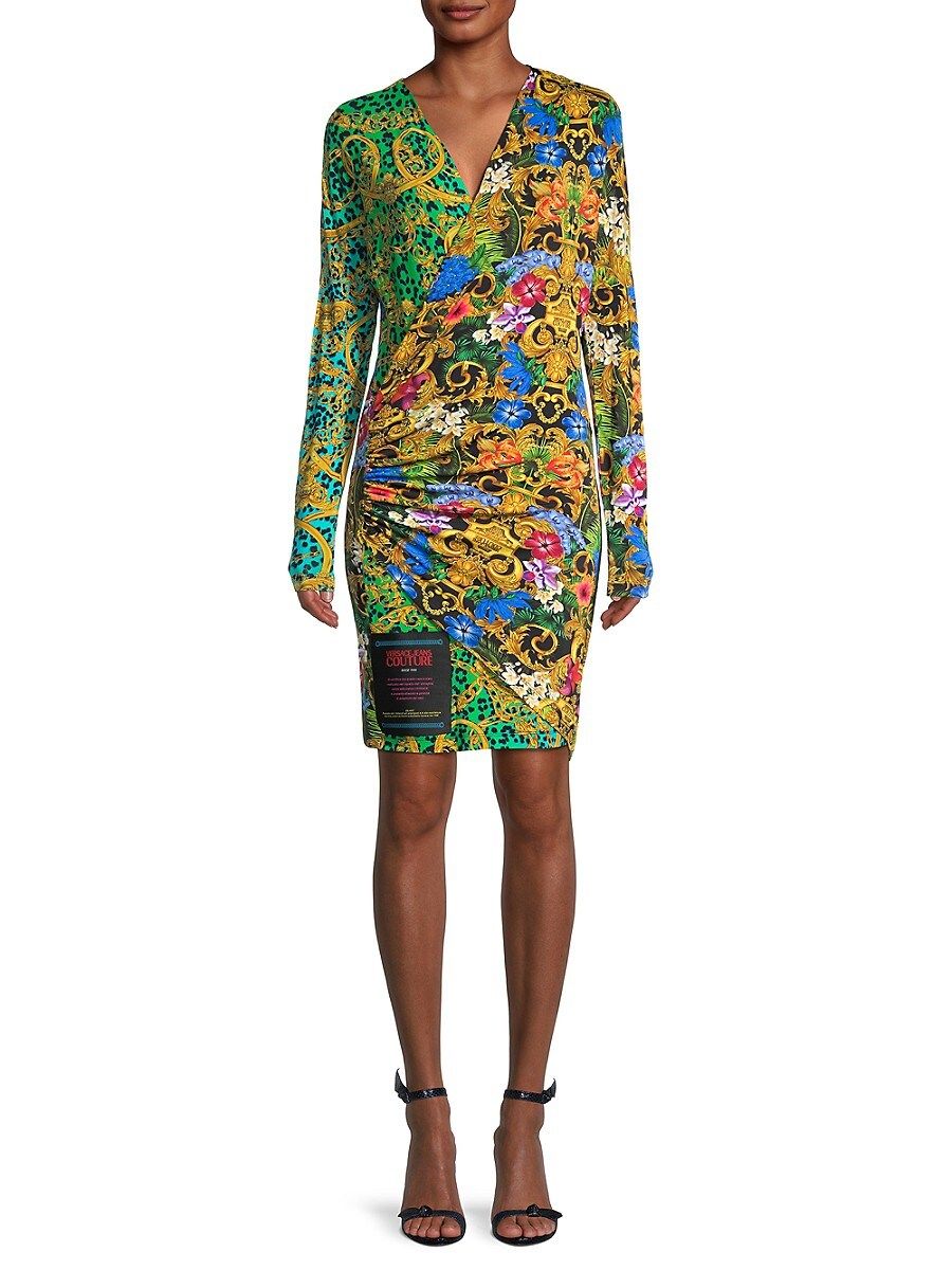 Versace Jeans Couture Women's Mix-Print Faux-Wrap Bodycon Dress - Green Multicolor - Size 40 (4) | Saks Fifth Avenue OFF 5TH