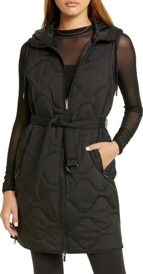 Belted Quilted Longline Recycled Polyester Vest | Nordstrom