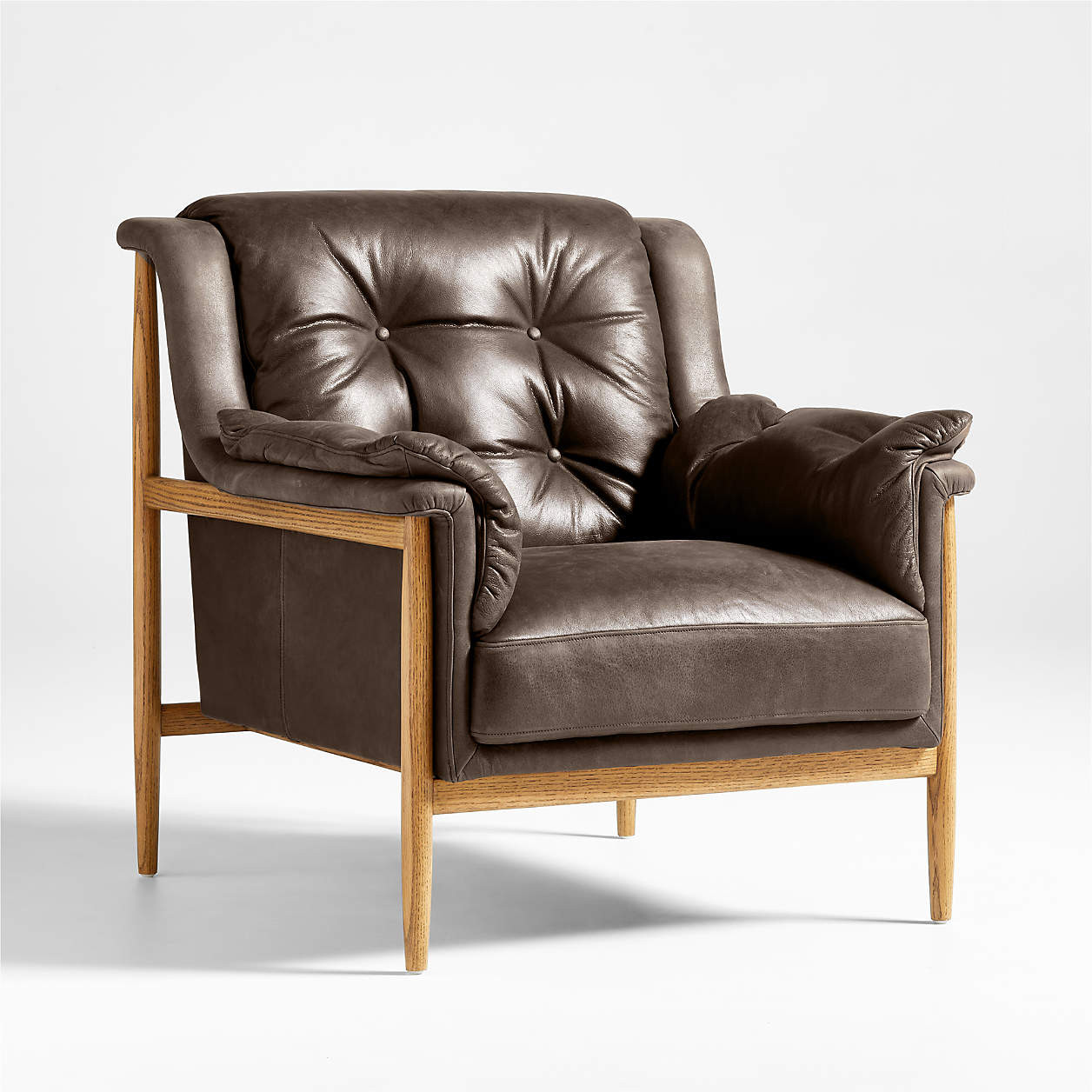 Cigar Wood and Leather Accent Chair + Reviews | Crate & Barrel | Crate & Barrel