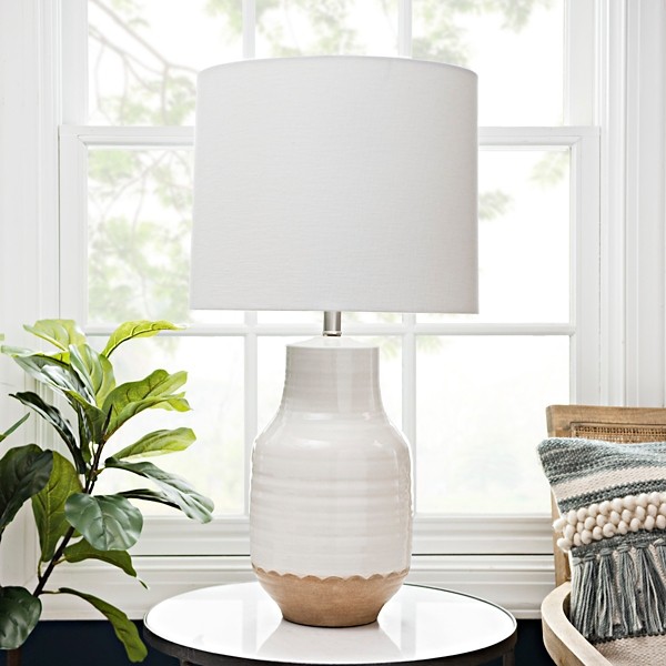 Prova Beige and Cream Dipped Ceramic Table Lamp | Kirklands | Kirkland's Home