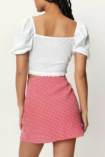 Petite Gingham Print Mini A Line Skirt | Nasty Gal (US)