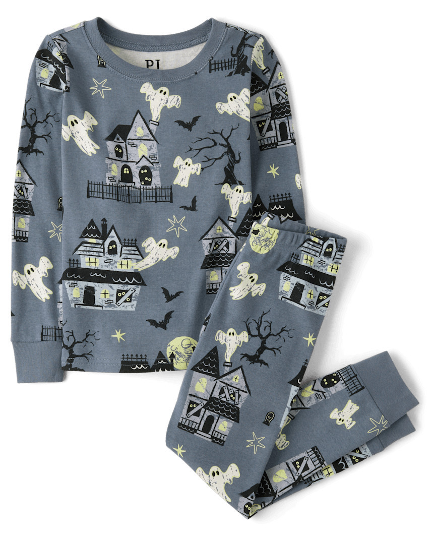 The Children's Place Kids Matching Family Glow Haunted House Snug Fit Cotton Pajamas | Size 16 | Gray | The Children's Place