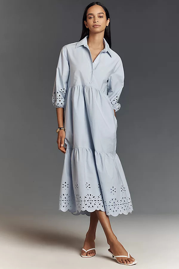 The Bettina Tiered Shirt Dress by Maeve: Eyelet Edition | Anthropologie (US)