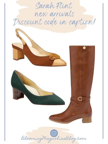 Sarah Flint new arrivals for the season ahead. Use code SARAHFLINT-BABLOOMINGMAGNOLIAS for $50 off your purchase (first time customers only).   

• riding boots • leather boots • suede heels • suede shoes. 

#LTKSeasonal #LTKsalealert #LTKshoecrush
