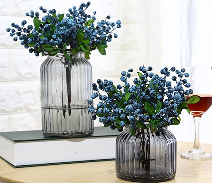 Mistari 10 Pack Plastic Artificial Flowers California Berries Blueberry Fruit Fake Silk Flowers H... | Amazon (US)