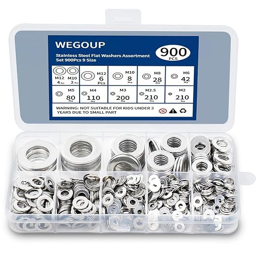 900 Pcs Stainless Steel Flat Washers for Screws, 304 Stainless Steel, Assorted Sizes (M2 M2.5 M3 ... | Amazon (US)