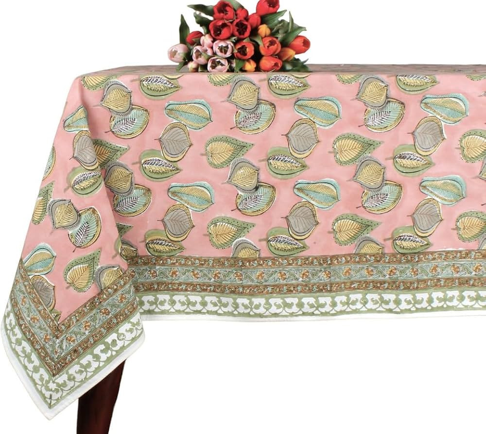 Ridhi Hand Block Print Tablecloth 100% Cotton Material Cover Dinning Stain and Wrinkle Resistant ... | Amazon (US)