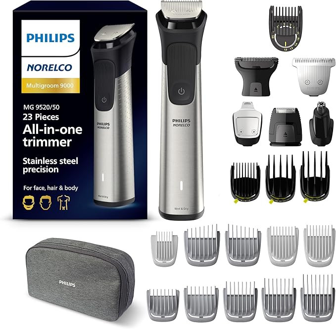 Philips Norelco Multigroom 9000 Series, All-in-One Trimmer, Beard Trimmer and Hair Clipper, 23-Pi... | Amazon (US)