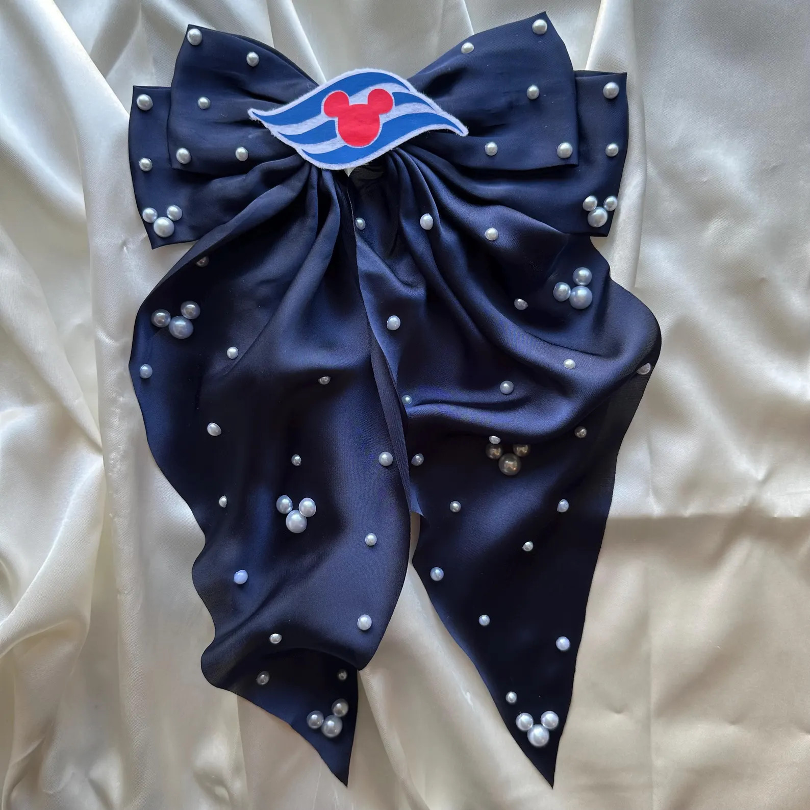 Disney Cruise Pearl Hair Bow | Pearl Hair Bow | Cruise Bow | Satin Pearl Hair Bow | Oversized Hai... | Etsy (Global)