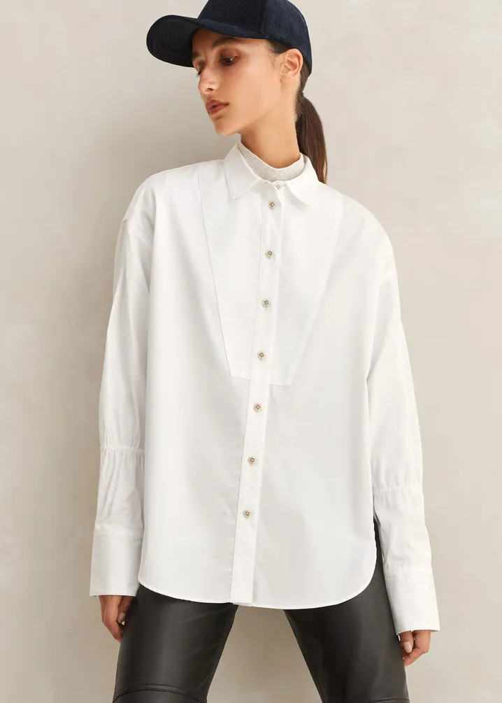 Crease Less Cotton Elastic Sleeve Shirt | ME+EM US