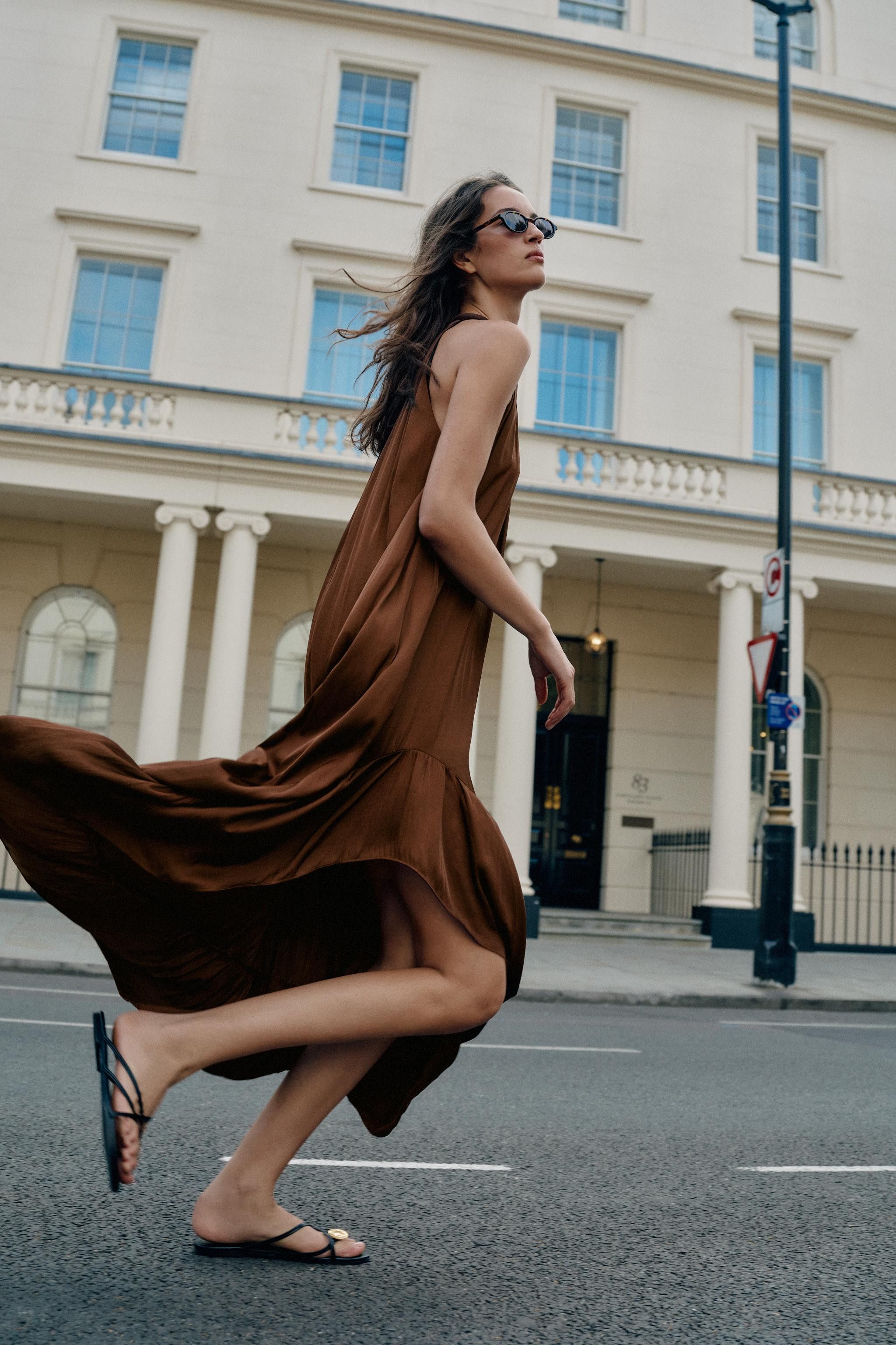 ASYMMETRIC SATIN MIDI DRESS | Zara US