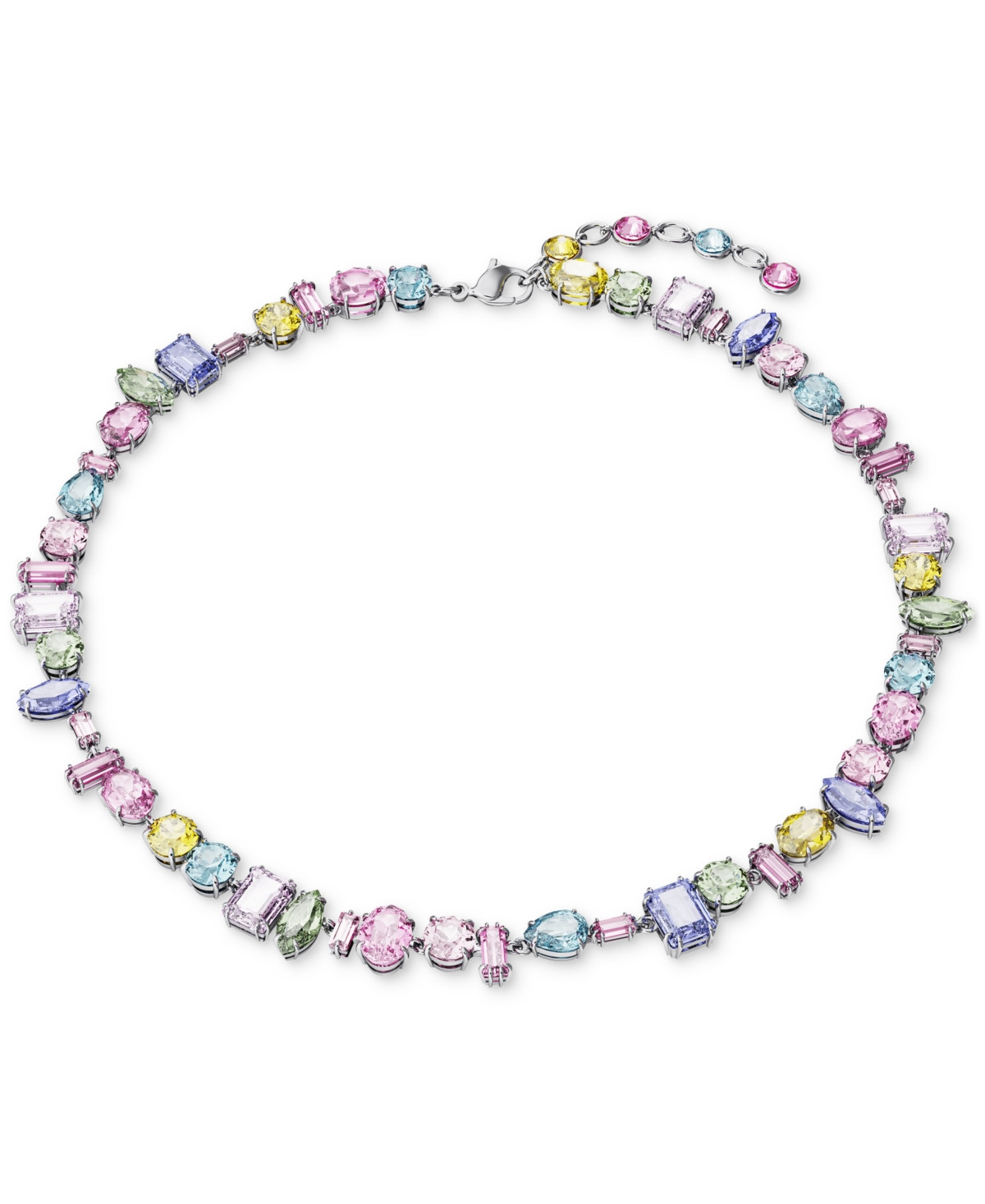 Swarovski Silver-Tone Crystal Mixed Cut Collar Necklace, 14" + 1-3/4" extender - Multicolored | Macy's