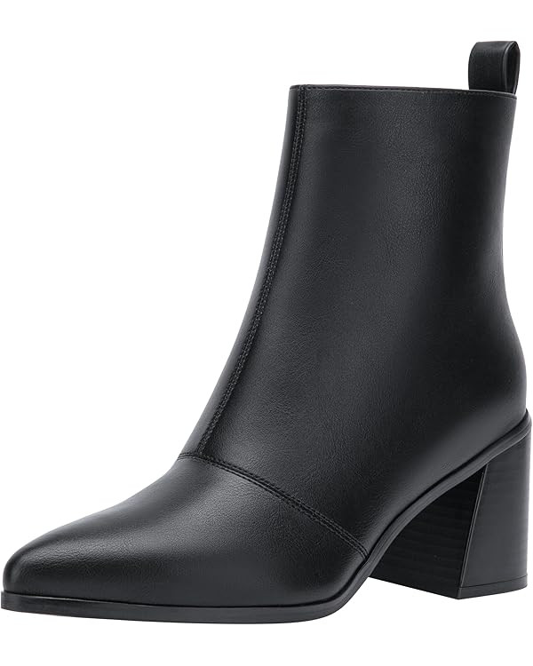 Jeossy Women's 9635 Chunky Heeled Ankle Boots | Pointed Toe Stacked Block Heel Booties | Amazon (US)