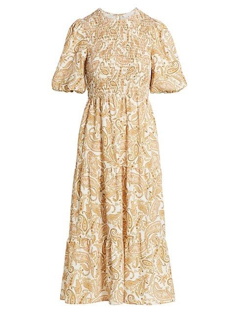 Camden Paisley Smocked Midi Dress | Saks Fifth Avenue