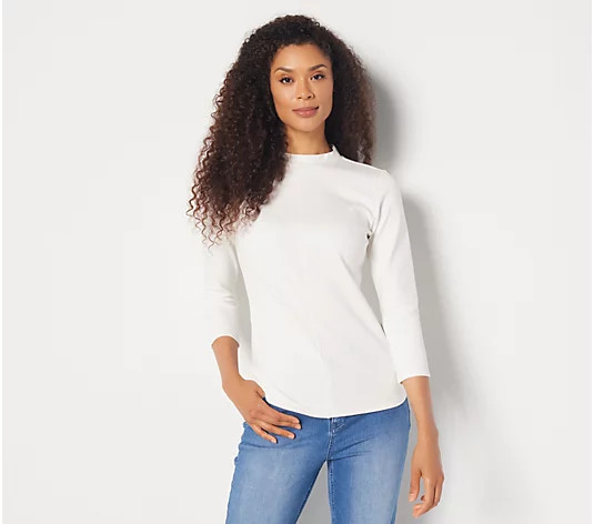Girl With Curves Mock Neck Knit Top | QVC