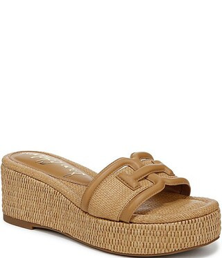 Sam Edelman Pauleena Raffia Double E Logo Platform Wedge Slide Sandals | Dillard's | Dillard's