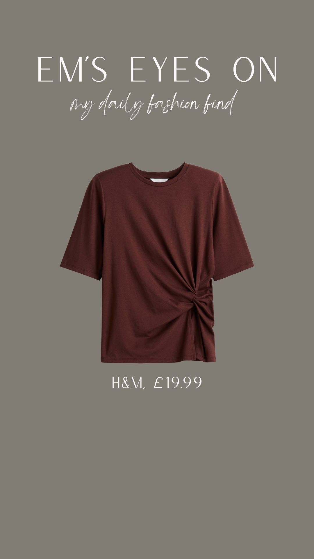 Em’s eyes on - sharing my daily fashion finds
H&M knot detail tshirt 



#LTKuk #LTKdatenight #LTKautumn