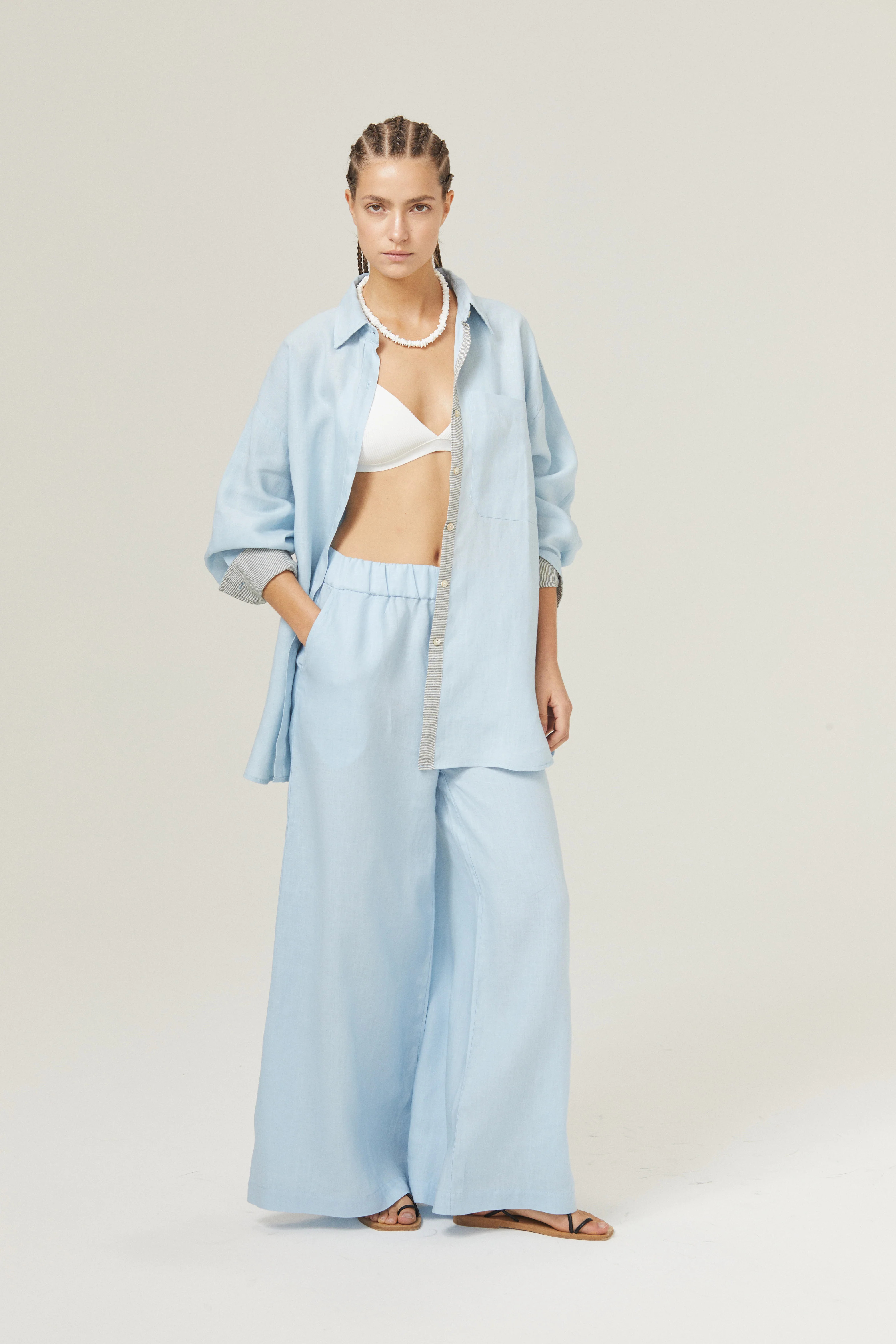 Cape Linen Pants - Sky Blue | Lanhtropy