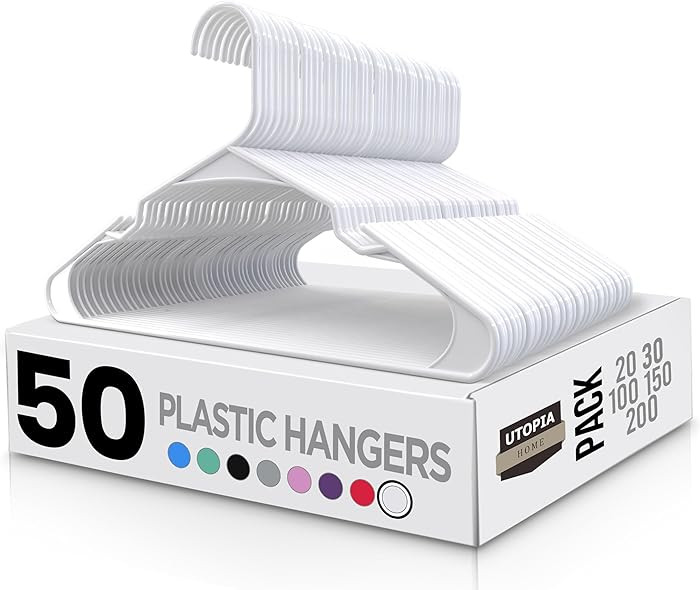 Utopia Home - Plastic Hangers 50 Pack - Space Saving Clothes Hanger - Durable and Strong Closet O... | Amazon (US)
