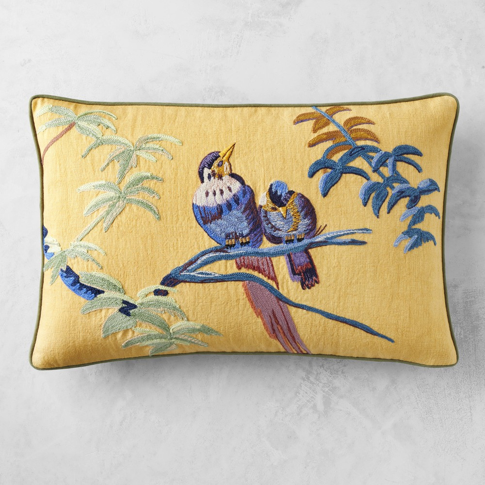 Peacock Embroidered Pillow Cover | Williams-Sonoma