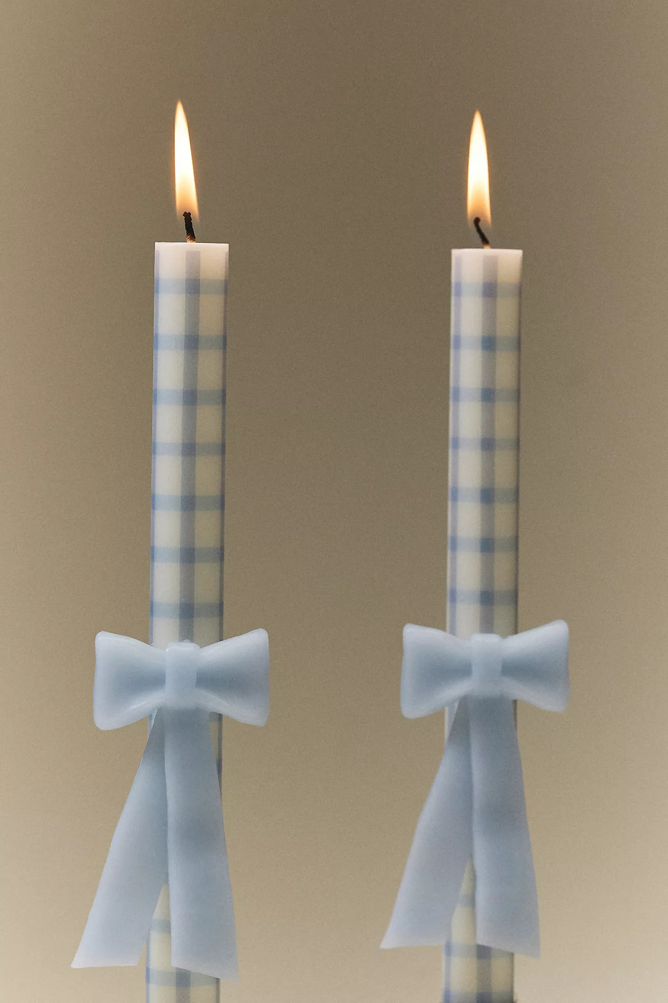 Gingham Bow Taper Candles, Set of 2 | Anthropologie (US)