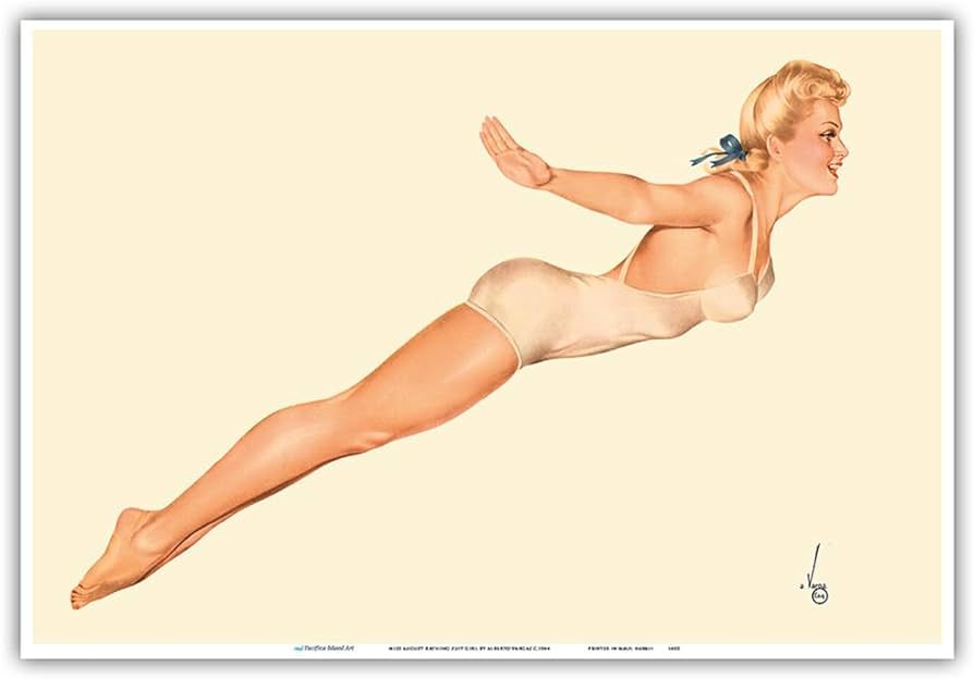 Miss August Bathing Suit Girl - I’m Going to Join The Navy - Vintage Pin Up Calendar Page by Al... | Amazon (US)