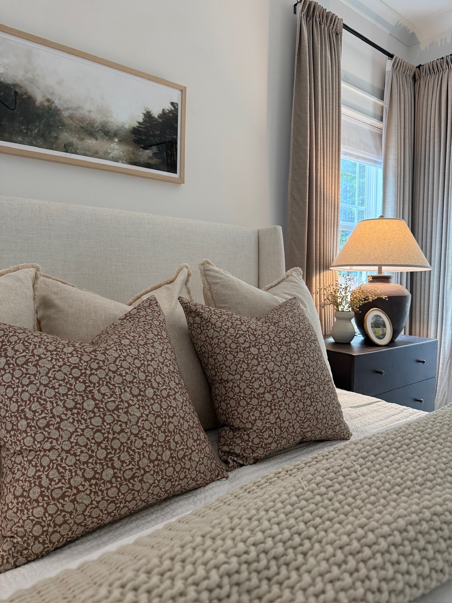 How pretty are these patterned throw pillows? 🤎 I loved styling them on our bed in our cozy primary bedroom. They’ve made for the coziest space!

#LTKHome