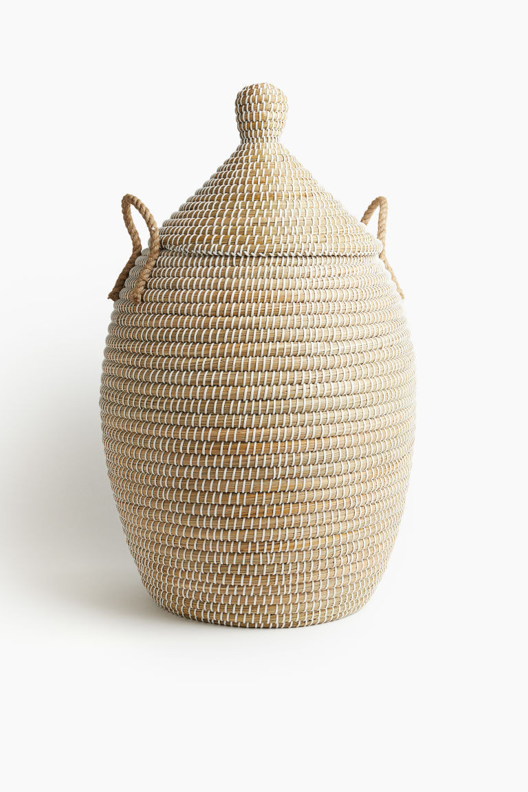 H & M - Large lidded storage basket - Beige | H&M (UK, MY, IN, SG, PH, TW, HK)