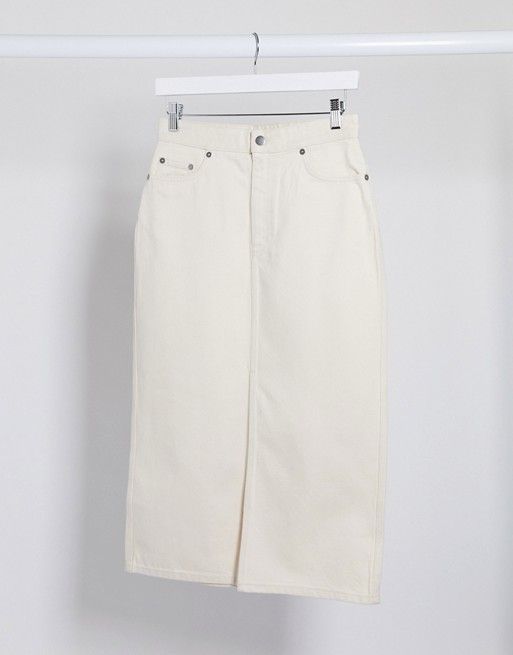 & Other Stories organic cotton split front midi skirt in cream | ASOS (Global)