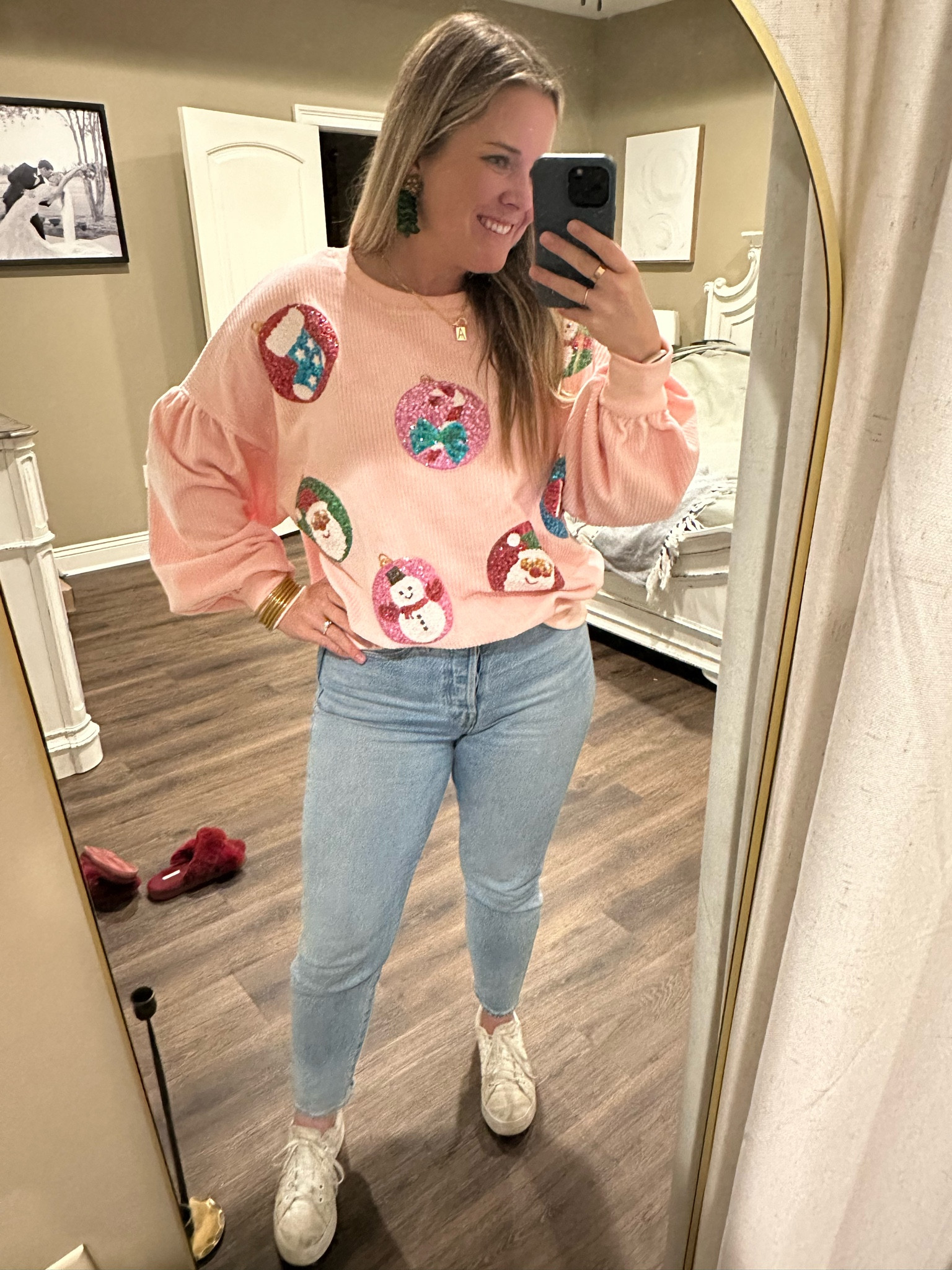 Christmas sweater, sequin, holiday, pink, long sleeve 

-Medium

#LTKFindsUnder100 #LTKHoliday #LTKSeasonal