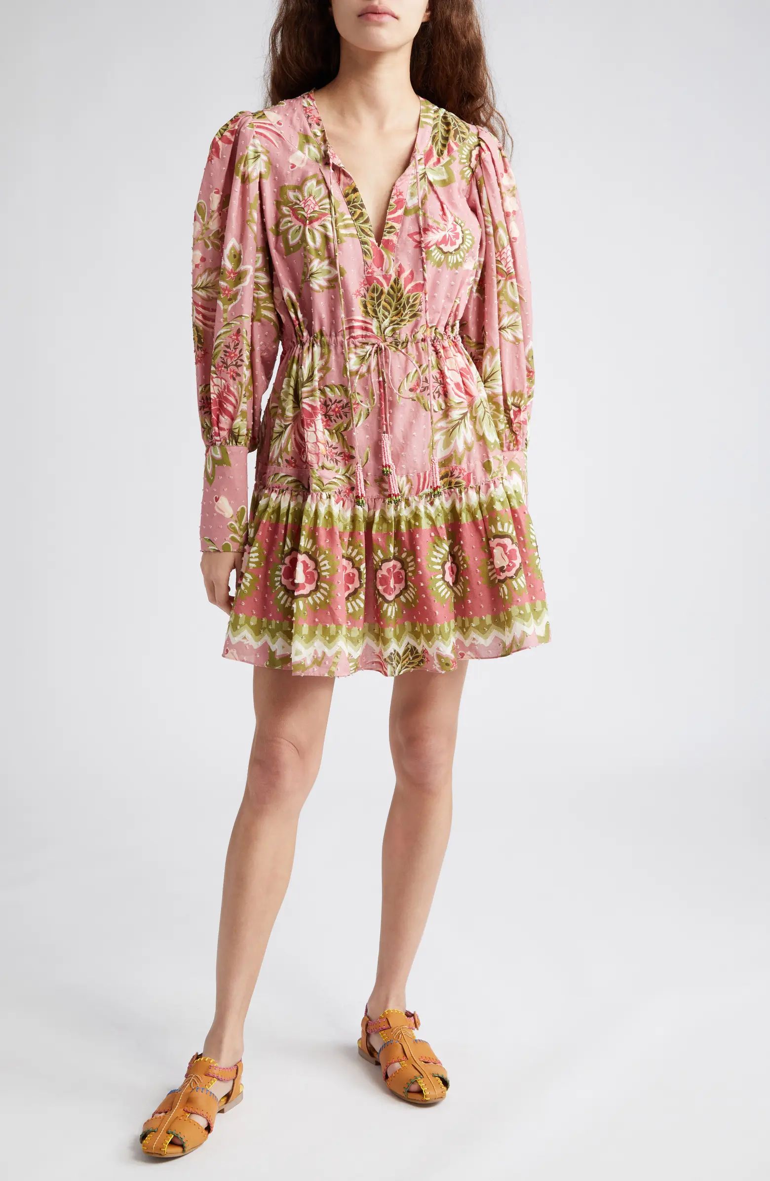 Aura Floral Print Long Sleeve Minidress | Nordstrom