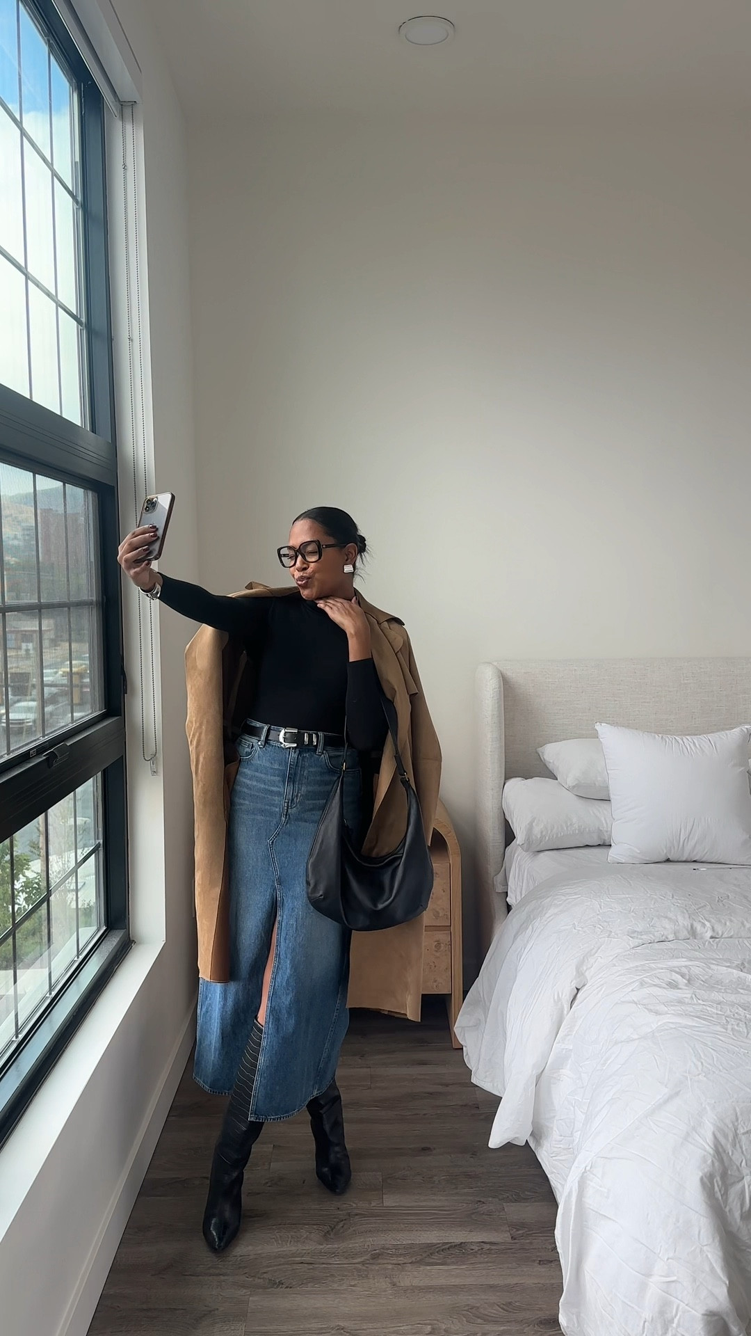 Denim Skirt Outfit | casual outfit, work wear, everyday style, fall outfit inspiration, Pinterest outfit, Pinterest aesthetic, outfit inspo, transitional outfit, neutral outfit, autumn outfit, fall fashion 

#LTKStyleTip #LTKWorkwear #LTKShoeCrush