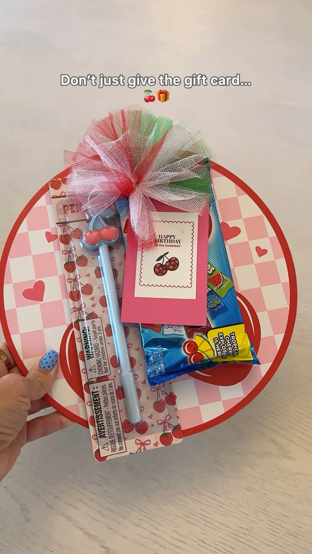 🍒 The sweetest way to make a gift card feel extra special! A few inexpensive cherry-themed finds, a custom tag + a pizzazzy bow turned this into the cutest birthday gift! 🎀✨

Shop everything I used to recreate it! 💕

#BirthdayGiftIdea #GiftCardIdea #DollarTreeFinds #GiftIdeas #GiftInspiration