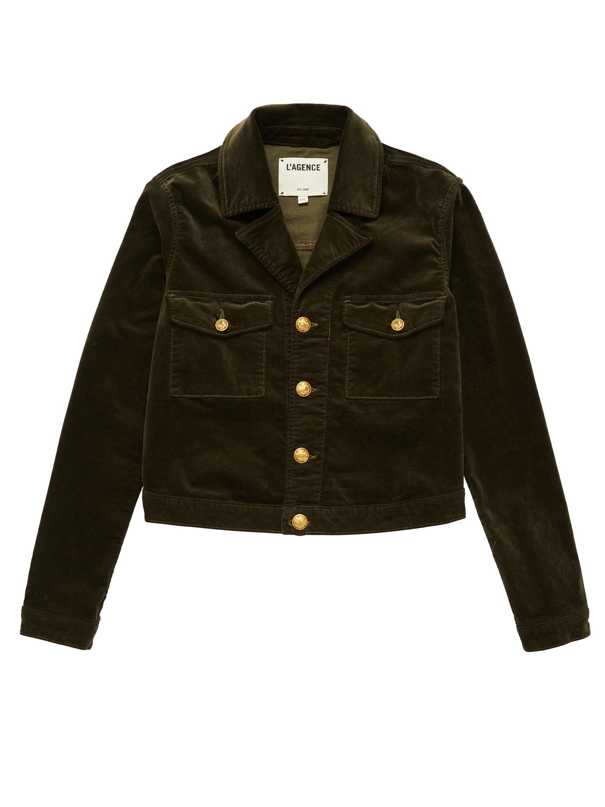 Eisenhower Velvet Jacket in Ivy Green | L'Agence