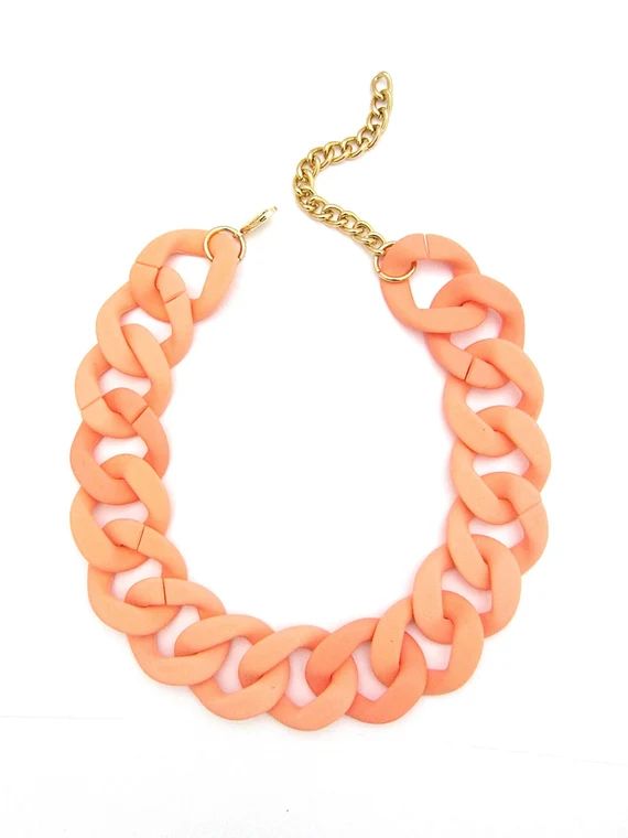 Chunky Peach Necklace Orange Statement Chain Large Matte | Etsy | Etsy (US)