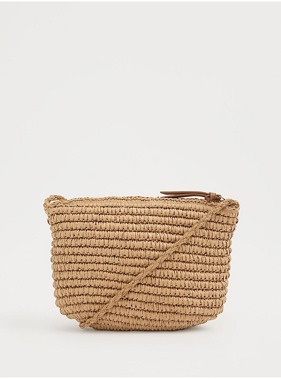 Tan Straw Cross Body Bag | George