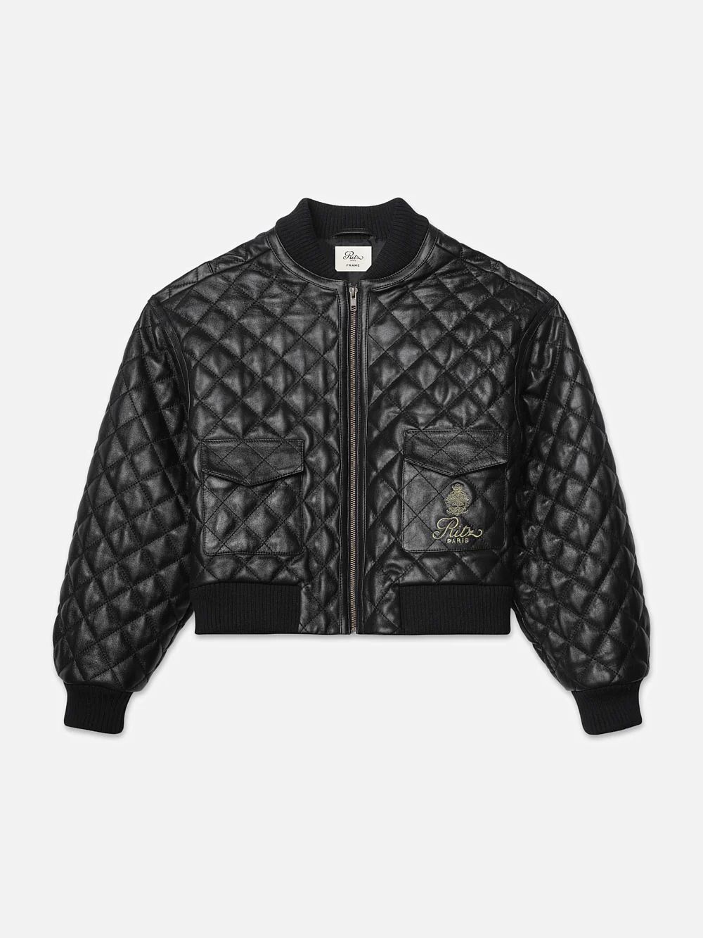 Ritz Women's Quilted Leather Bomber  in  Black | Frame Denim