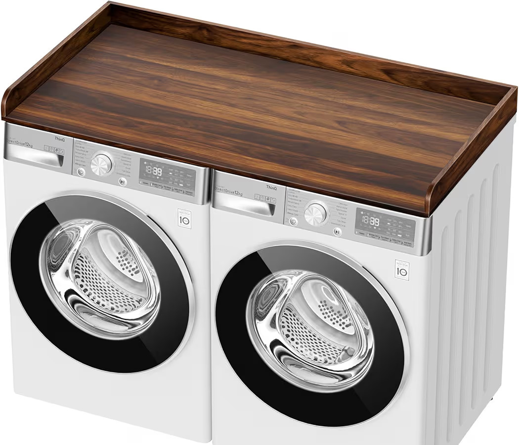 Washer Dryer Countertop, 27.5" D x 54" W Washer and Dryer Topper Covers with Edge Rails, Wood Lau... | Amazon (US)