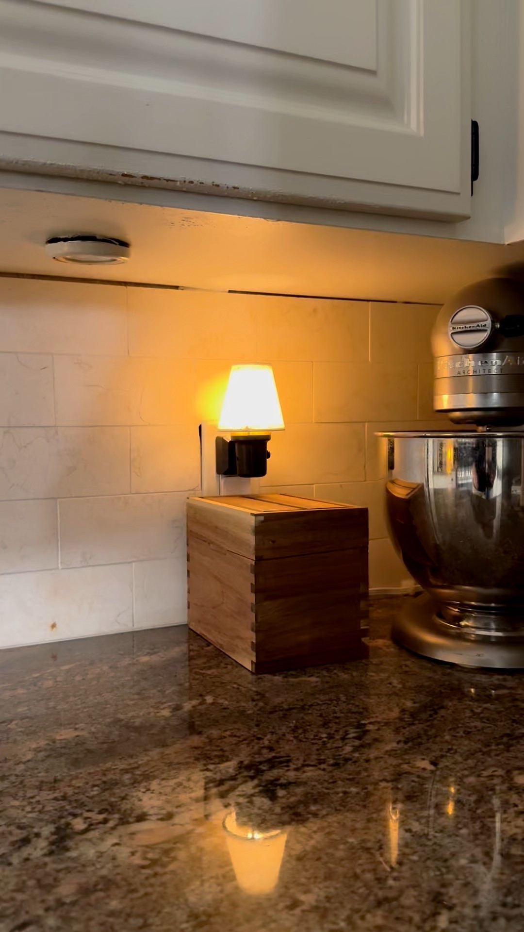 I love this little nightlight that looks like a lamp. It is light censored, so it comes on when it’s dark.