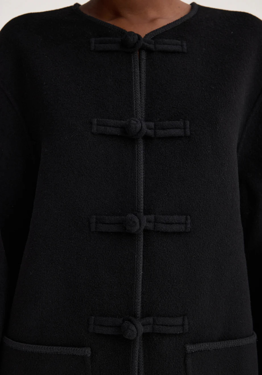 mandarin double-faced wool jacket | black | Rohe