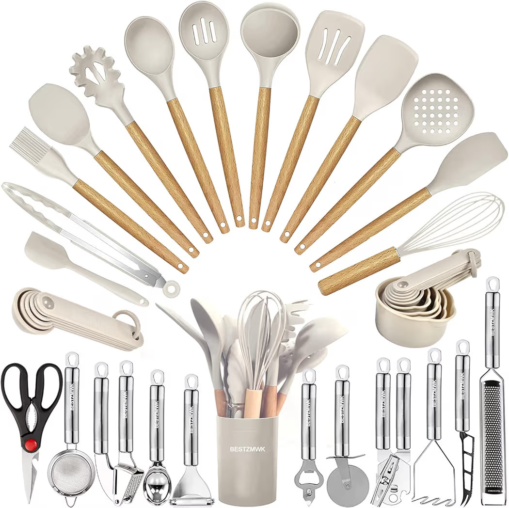 Kitchen Utensils Set- 35 PCs Cooking Utensils with Grater,Tongs, Spoon Spatula &Turner Made of He... | Amazon (US)