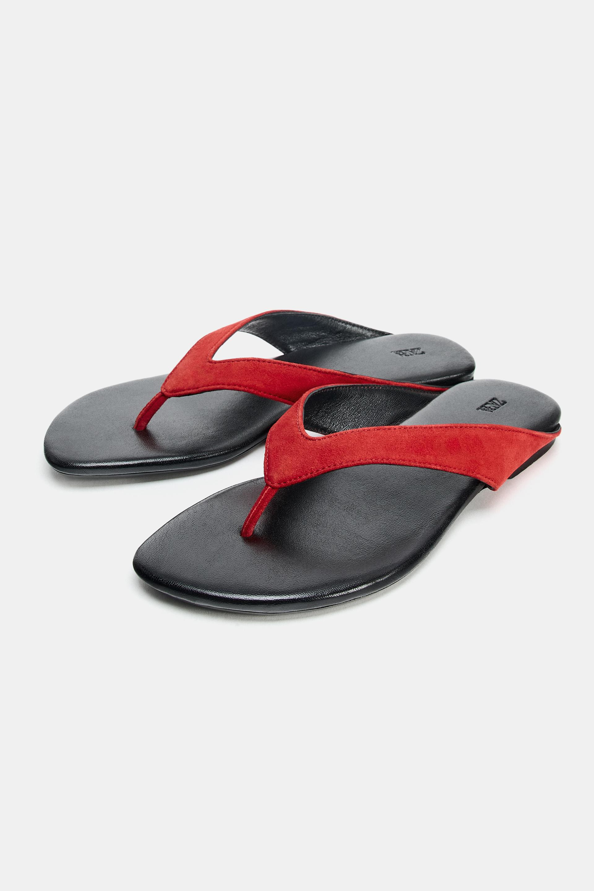 FLAT LEATHER SANDALS | Zara US