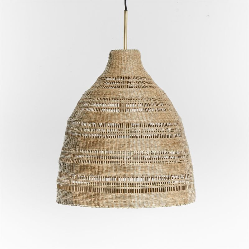 Nossa Medium Natural Woven Pendant Light + Reviews | Crate & Barrel | Crate & Barrel